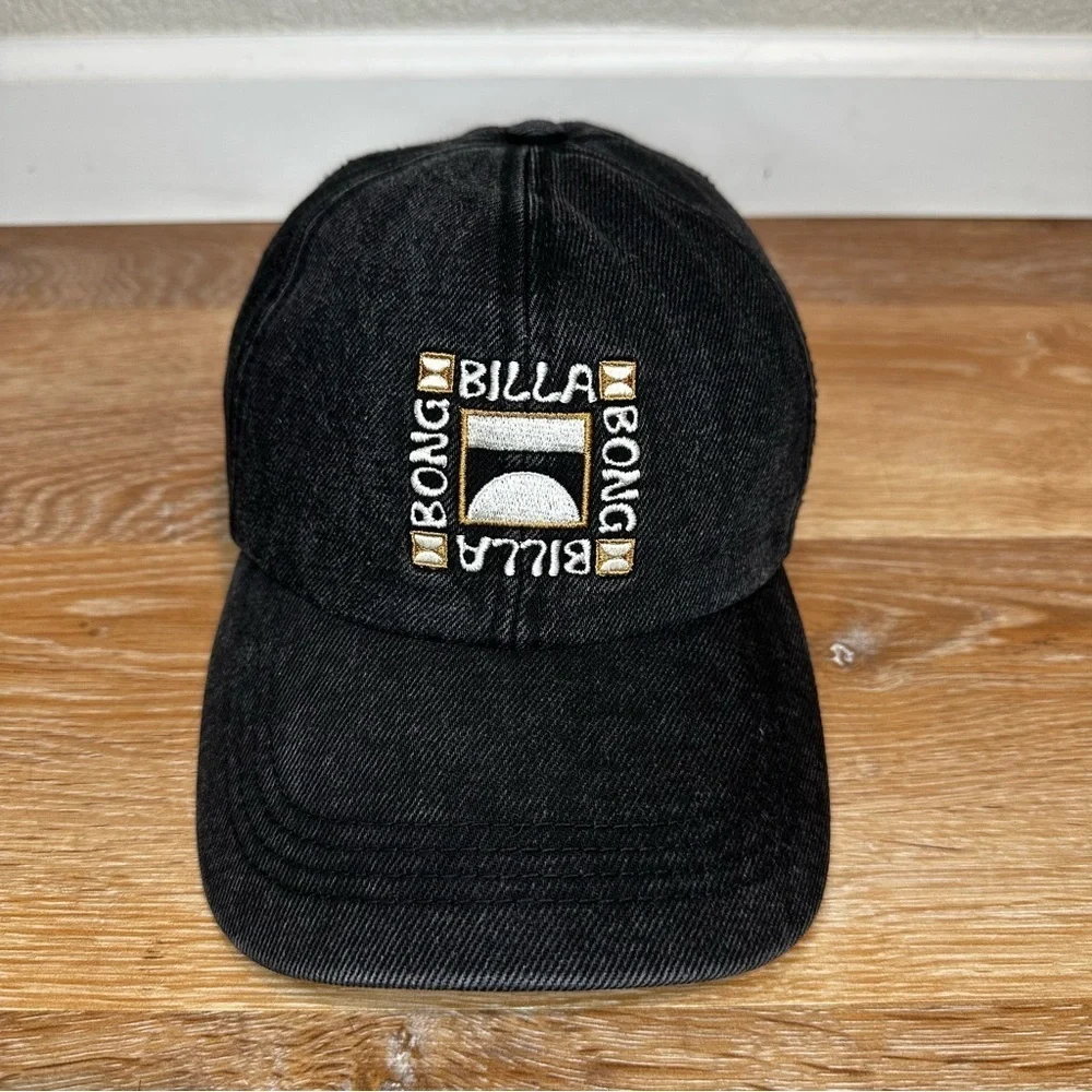 NWOT Billabong Dad Cap Black Denim Washed Strapback Hat